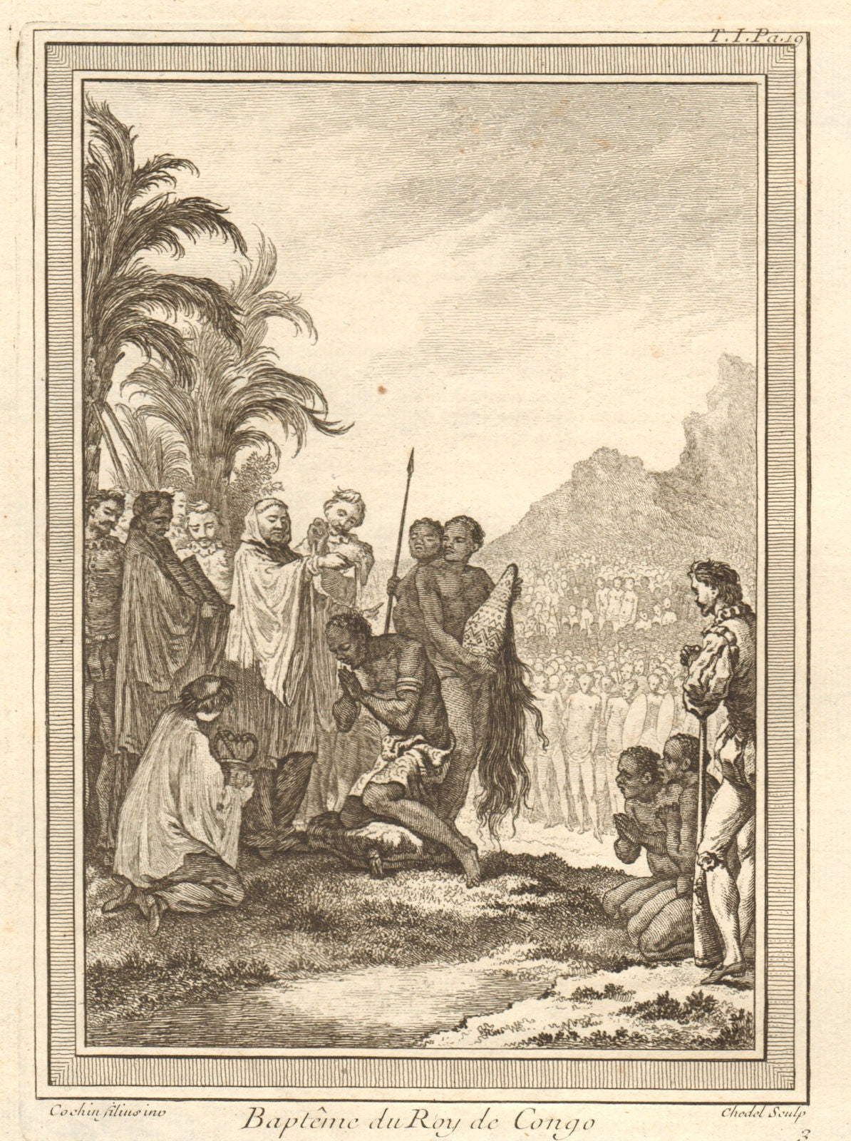 'Baptême du Roy de Congo'. Joao I, King of Kongo baptism 1491. Nkuwu Nzinga 1746